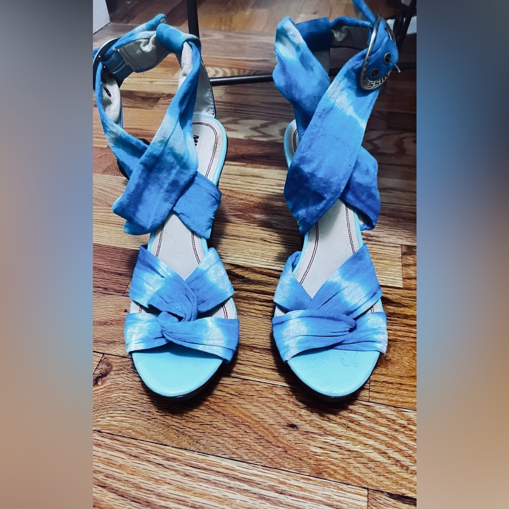 RARE Miss Sixty Blue Tie-Dye Wedge Sandals – Never Worn
